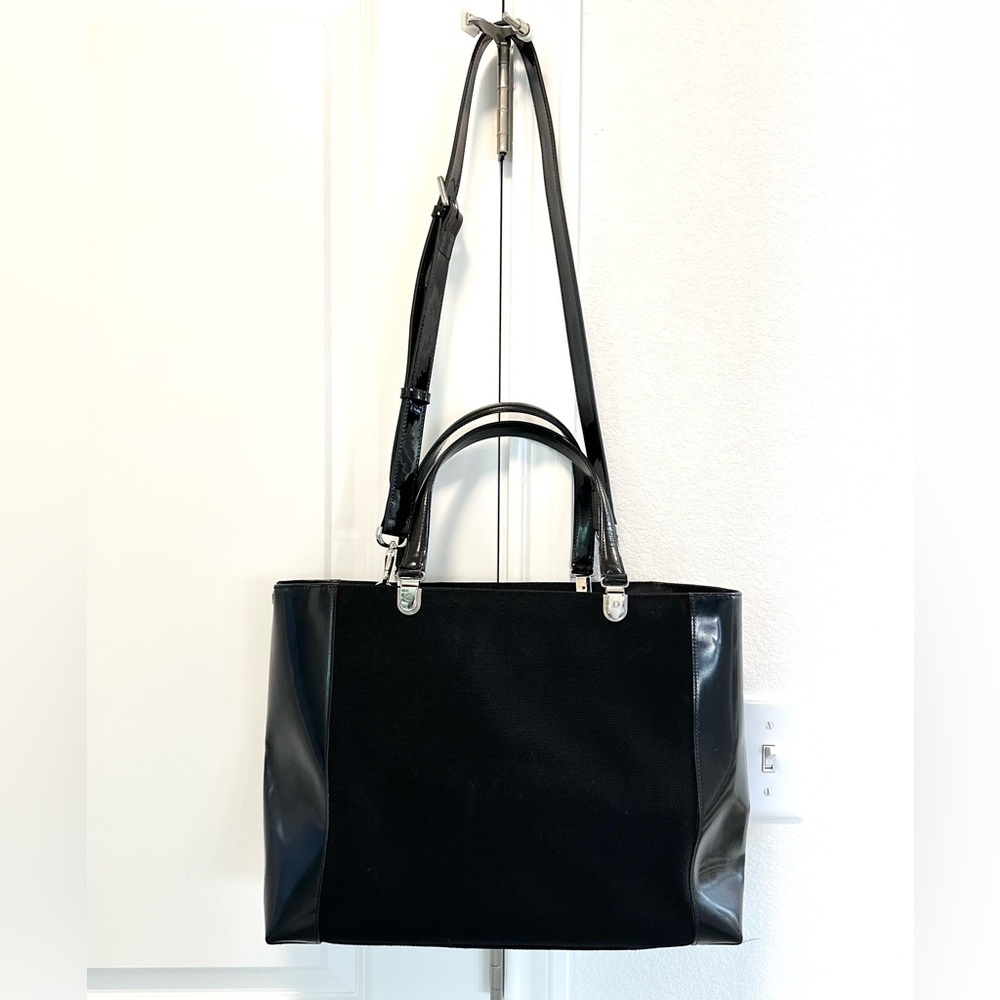Auth CHRISTIAN DIOR Large Lady Vintage Canvas and Patent Leather Tote Bag - Picture 4 of 16
